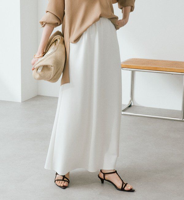  「予約【セットアップ着用可能/接触冷感機能付き】ドレーピーカットバイヤススカート」|スカート|