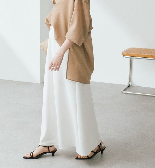  「予約【セットアップ着用可能/接触冷感機能付き】ドレーピーカットバイヤススカート」|スカート|