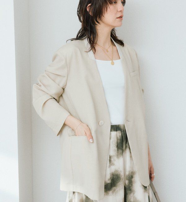  「【a Nice （ア ・ニース）】ノーカラージャケット」|テーラードジャケット|