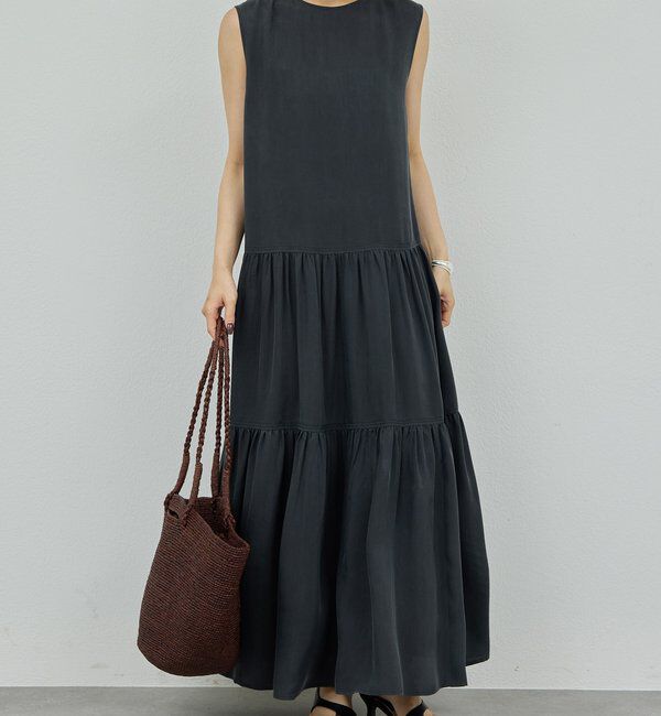  「ティアードノースリワンピース」|ワンピース|チャコールグレー
