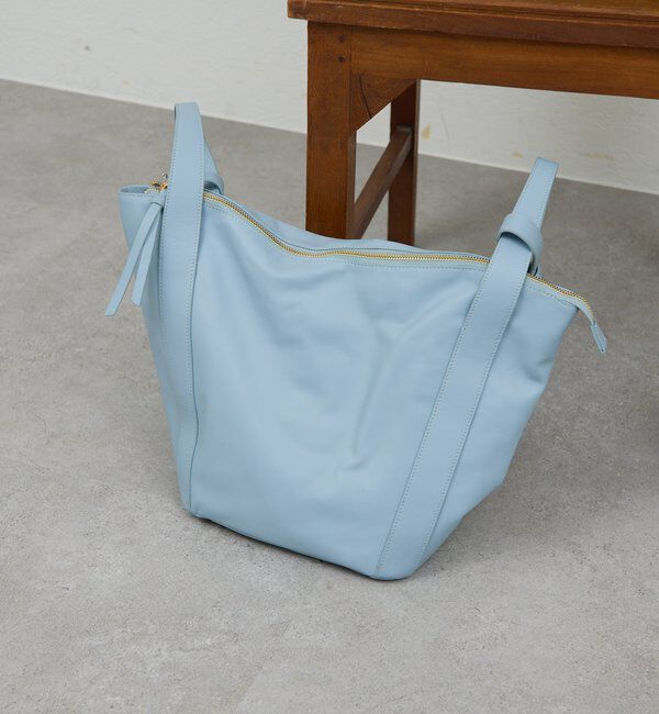  「【2.718】レザーショルダーバッグ」|クラッチバッグ|スカイブルー