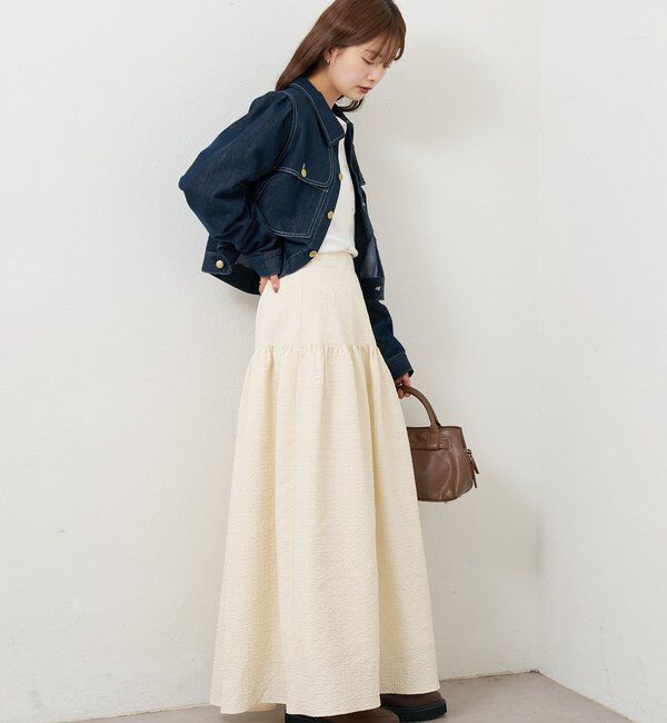  「エンボスギャザースカート」|スカート|