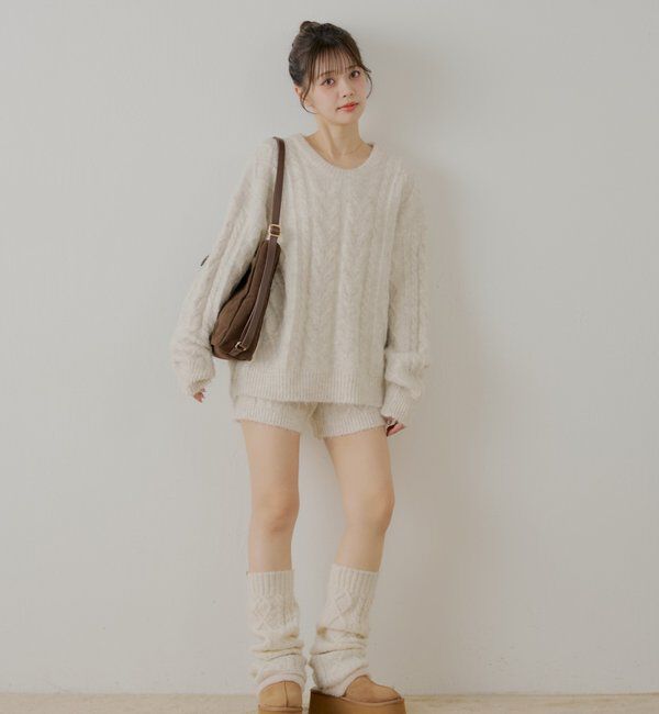  「【セットアップ対応】ケーブルニット+スヌードセット」|ニット・セーター|