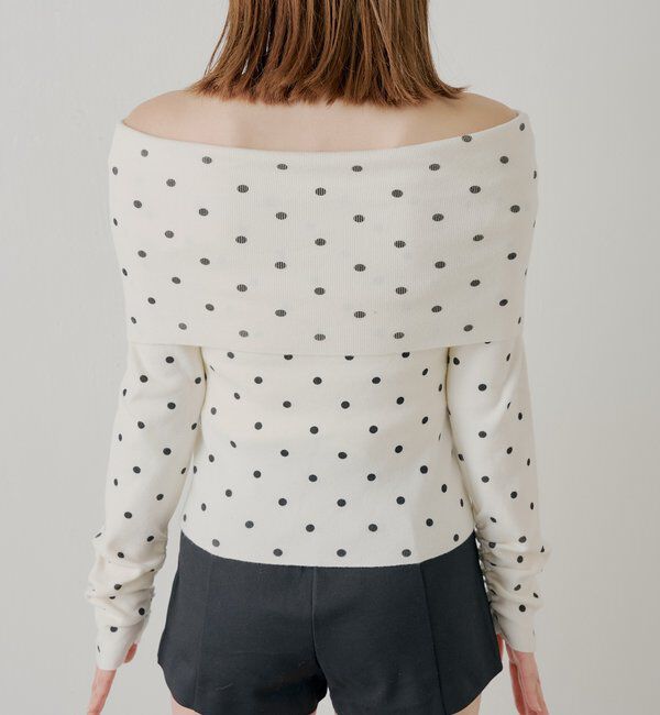  「【SALON by Chico】ドットプリントオフショルニット」|ニット・セーター|