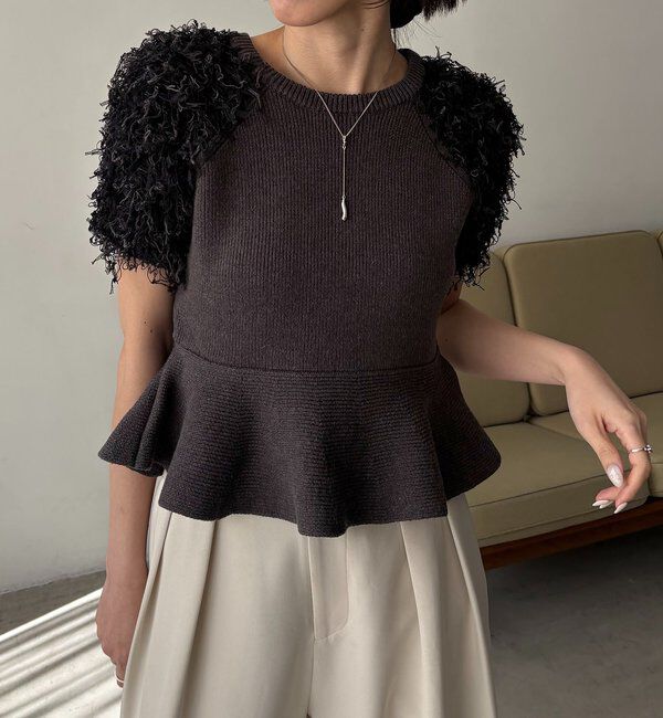 「フリンジペプラムニット」|ニット・セーター|