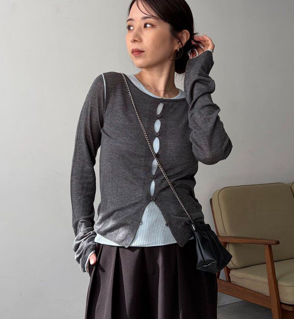  「タンクSETアームラインカーディガン」|カーディガン|グレー