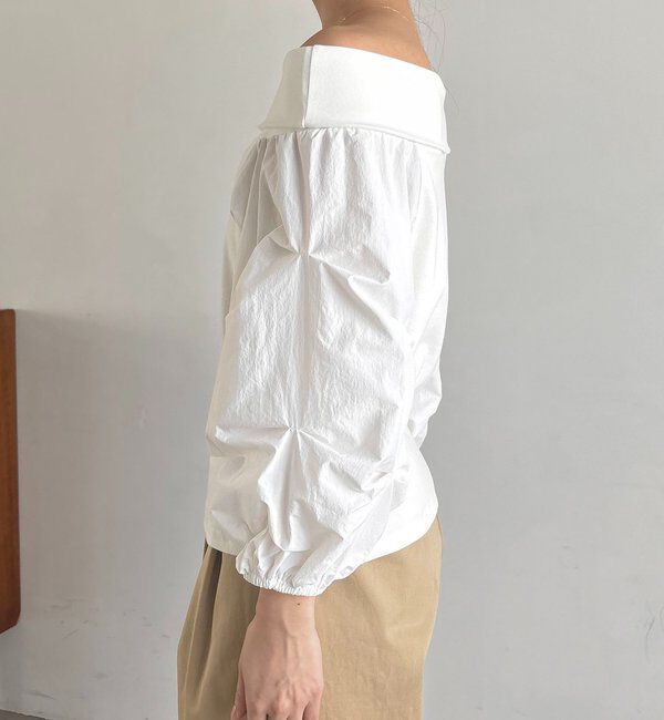  「【華奢見え◎】異素材パフオフショルＴ」|Tシャツ・カットソー|