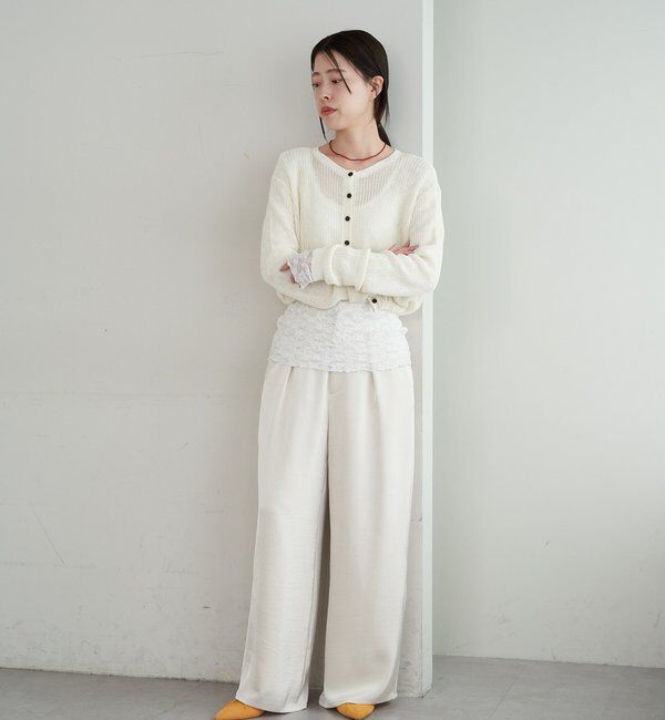  「バックデザインペーパーメッシュカーディガン」|カーディガン|