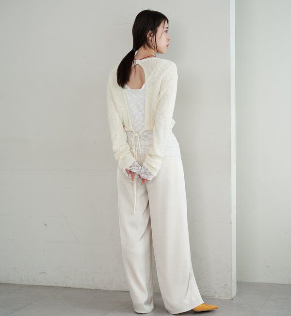  「バックデザインペーパーメッシュカーディガン」|カーディガン|