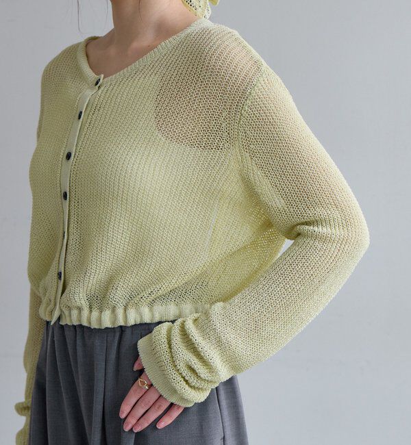  「バックデザインペーパーメッシュカーディガン」|カーディガン|