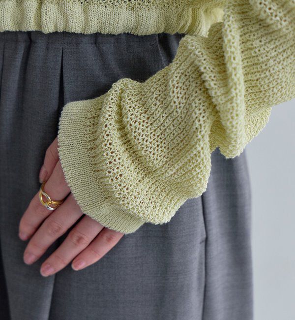  「バックデザインペーパーメッシュカーディガン」|カーディガン|