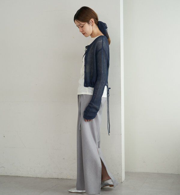  「バックデザインペーパーメッシュカーディガン」|カーディガン|