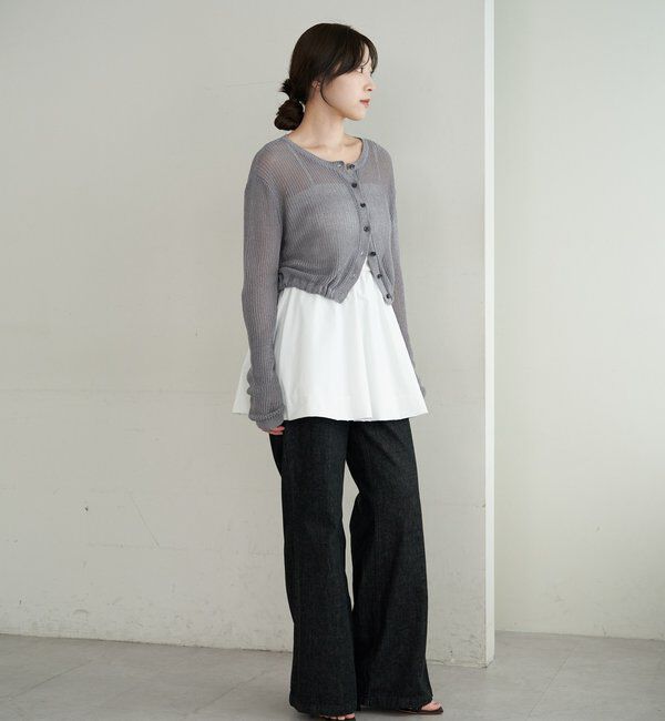  「バックデザインペーパーメッシュカーディガン」|カーディガン|