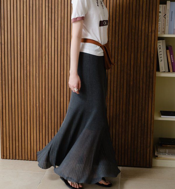  「シアープリーツニットスカート」|スカート|チャコールグレー
