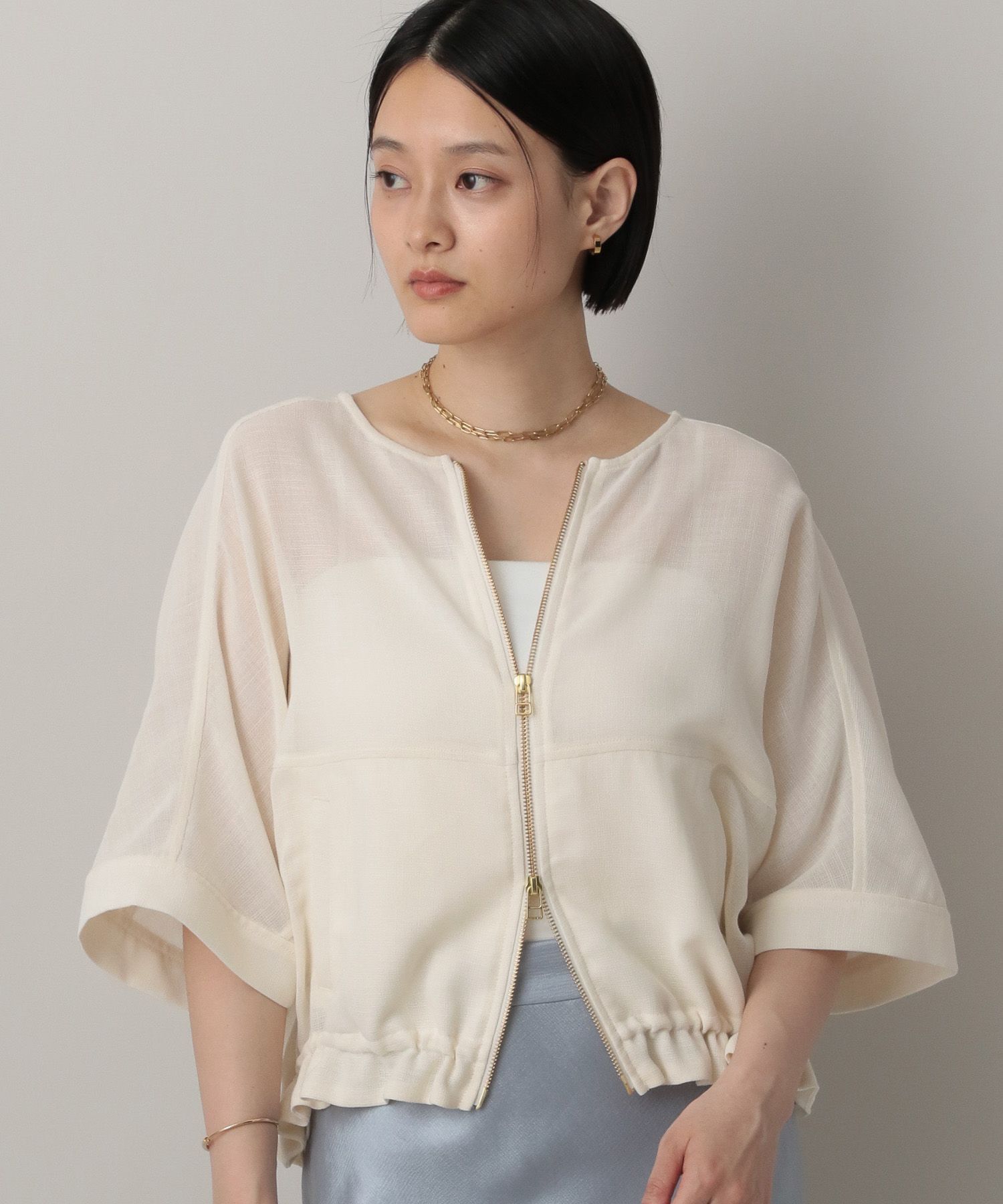 A part by 「リネンライクメッシュブルゾン」|ブルゾン・スタジャン|ナチュラル