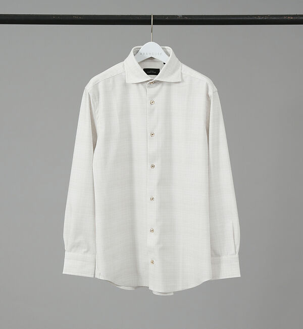 ABAHOUSE「【FLEX SHIRTS】トランスファーテックス スラブチェック シャツ」|シャツ・ブラウス|アイボリー