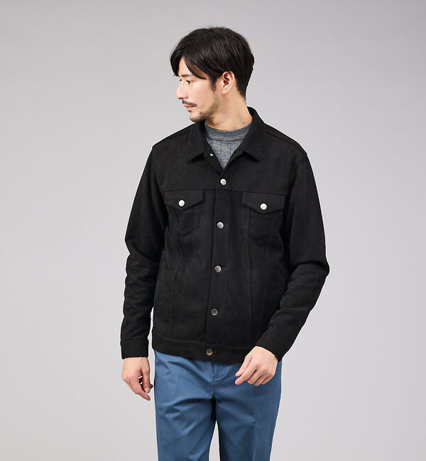 ABAHOUSE「【スエードライク】トラッカー ジャケット」|ブルゾン・スタジャン|ブラック