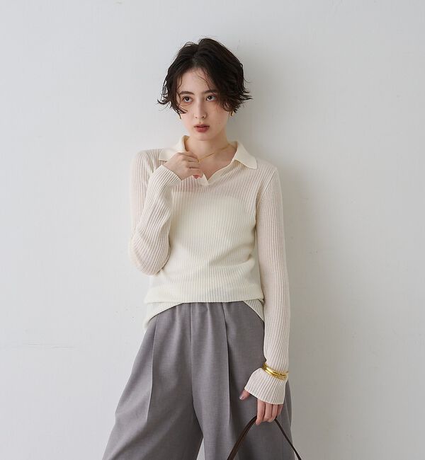 Rouge vif「防縮Wシアーポロリブニット」|ニット・セーター|