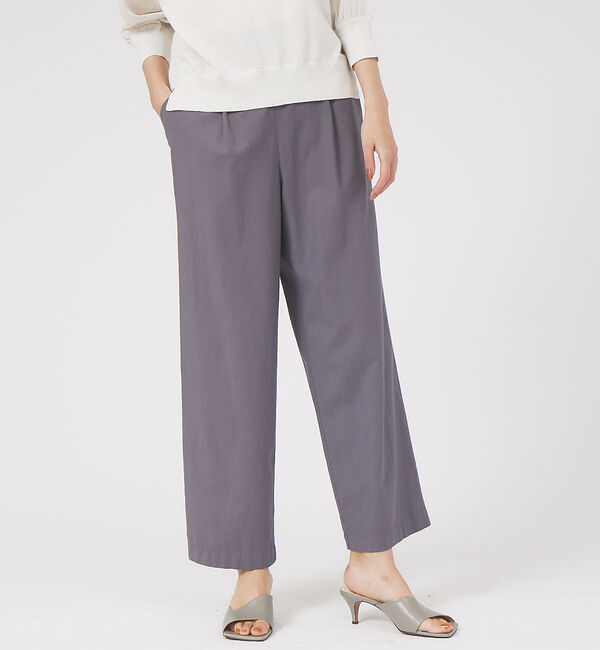 qualite「《セットアップ対応》ブライトリネンワイドパンツ」|その他|チャコールグレー