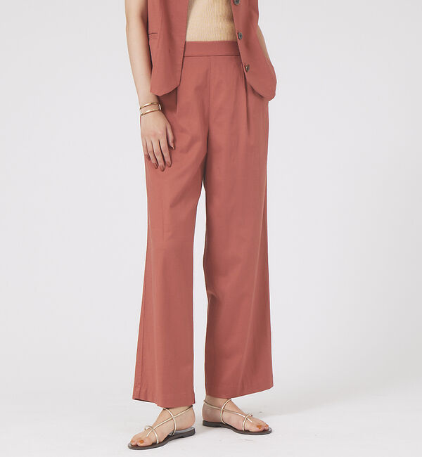 qualite「《セットアップ対応》ブライトリネンワイドパンツ」|その他|テラコッタ