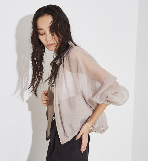 NOMINE「シアー ライトブルゾン」|ブルゾン・スタジャン|グレージュ