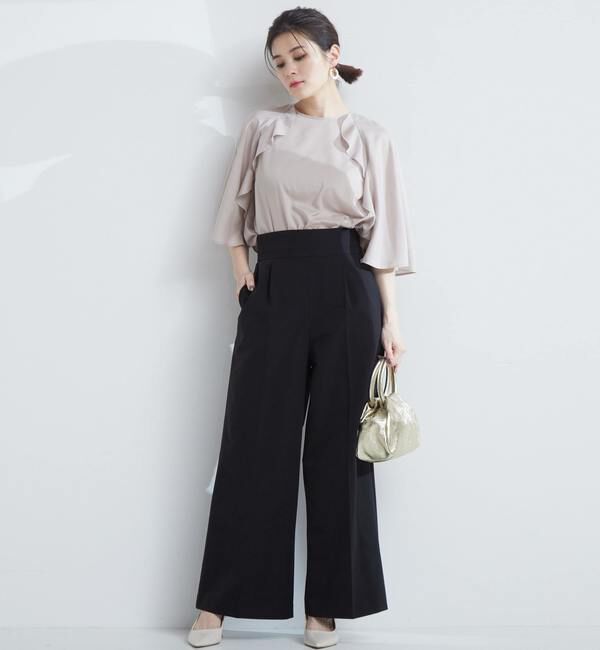 TIARA「センタープレスワイドパンツ」|スラックス|