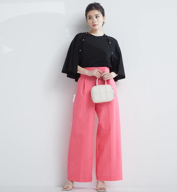 TIARA「センタープレスワイドパンツ」|スラックス|