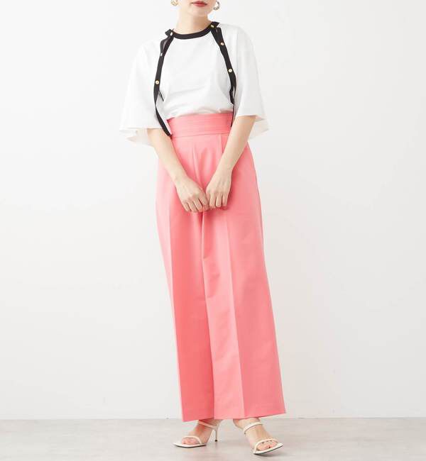 TIARA「センタープレスワイドパンツ」|スラックス|