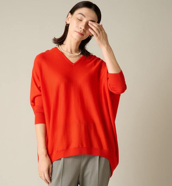 Liesse「前後Vドルマンニット」|ニット・セーター|レッド