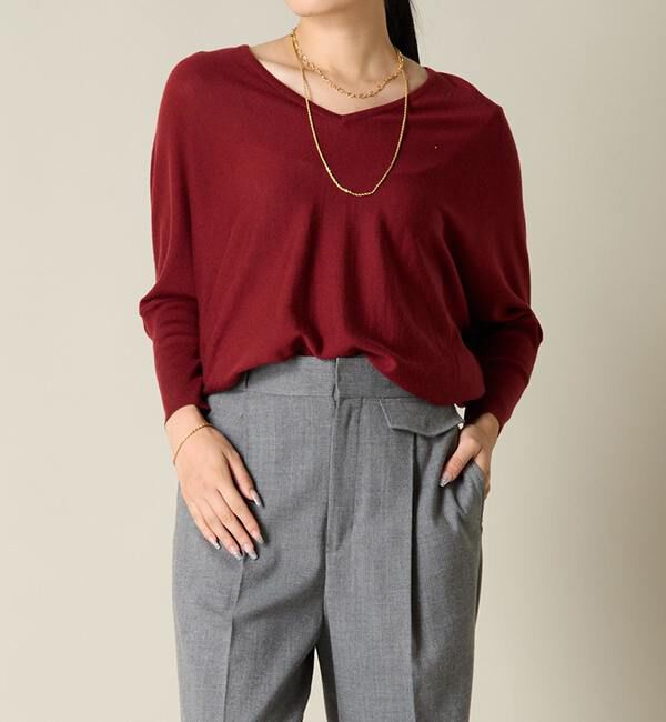 Liesse「前後Vドルマンニット」|ニット・セーター|ボルドー