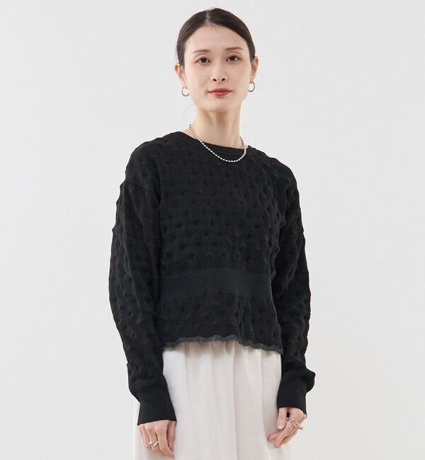 Soffitto「ポコポコ編み2WAYカーディガン」|カーディガン|ブラック