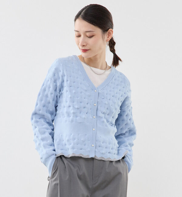 Soffitto「ポコポコ編み2WAYカーディガン」|カーディガン|ブルー