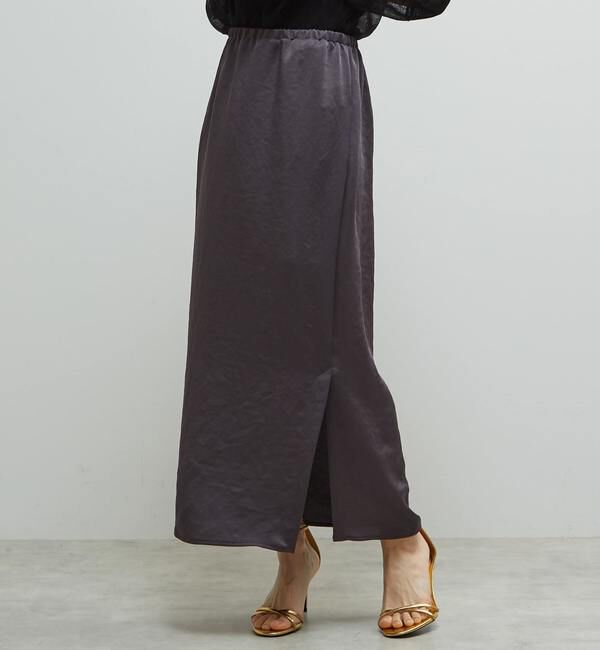 Soffitto「《定番》サテンサイドスリットタイトスカート」|スカート|チャコールグレー