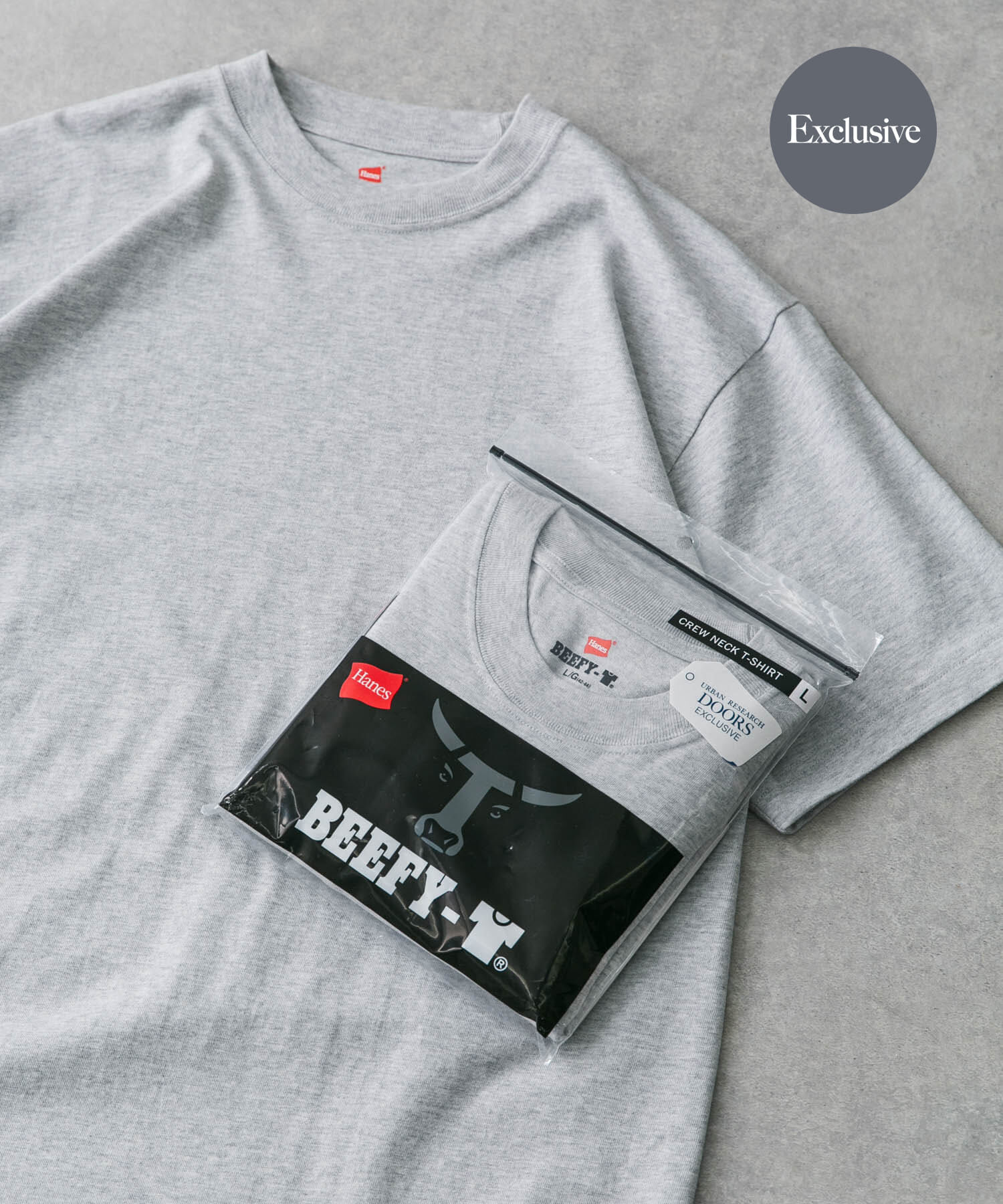 URBAN RESEARCH DOORS「『別注』Hanes&times;DOORS　BEEFY-T DOORS FIT Short-Sleeve」|Tシャツ・カットソー|グレー