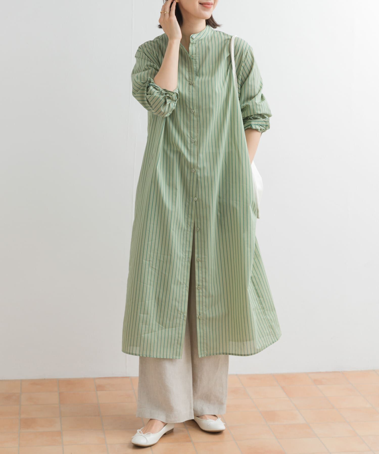 URBAN RESEARCH DOORS「カラーストライプシャツワンピース」|ワンピース|