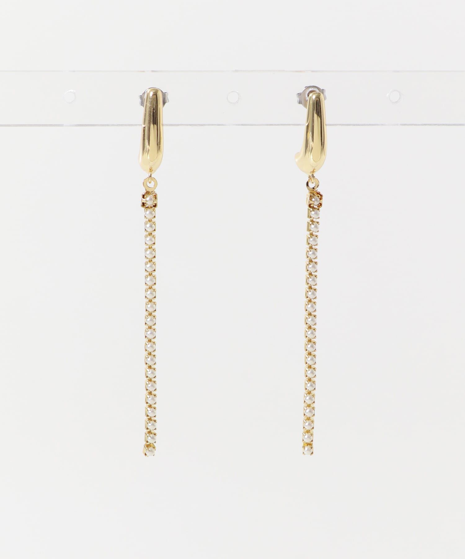 SMELLY「パールチェーンメタルカーブピアス」|ピアス|