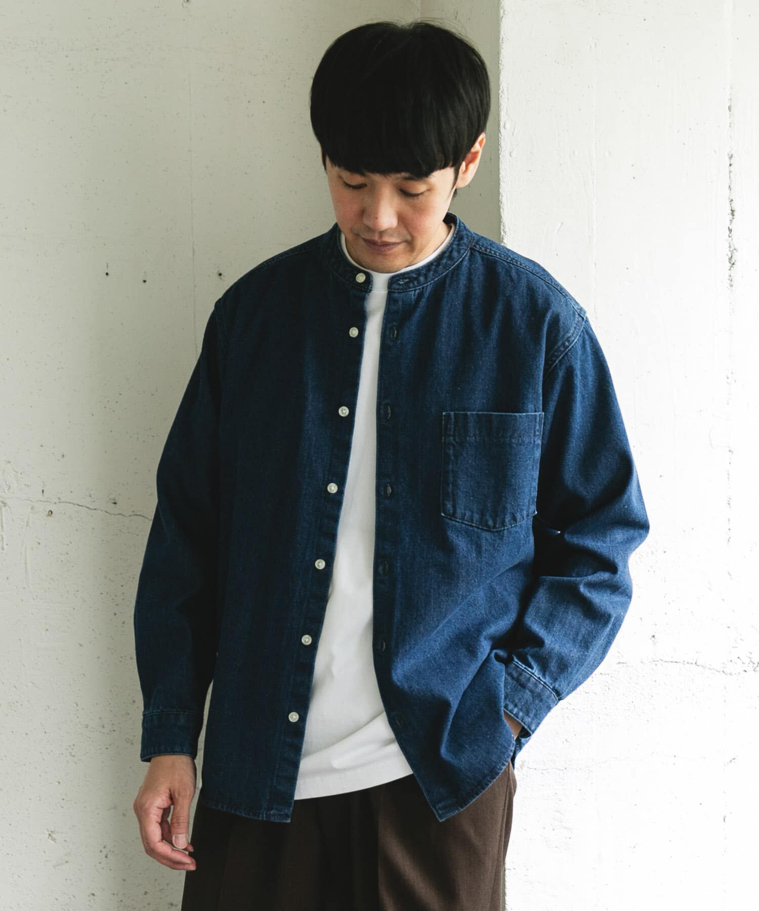 URBAN RESEARCH DOORS「デニムバンドカラーシャツ」|シャツ・ブラウス|