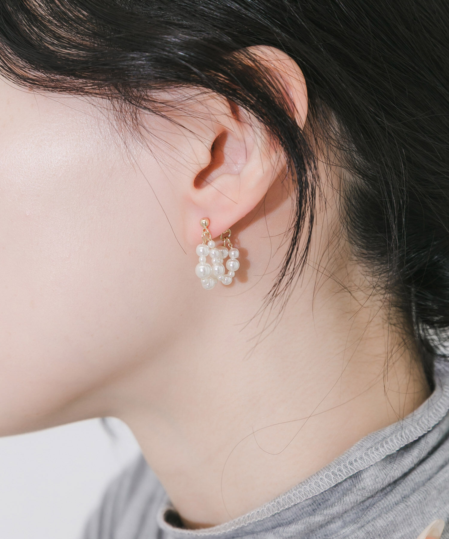 SMELLY「ランダムパールレイヤードピアス」|ピアス|