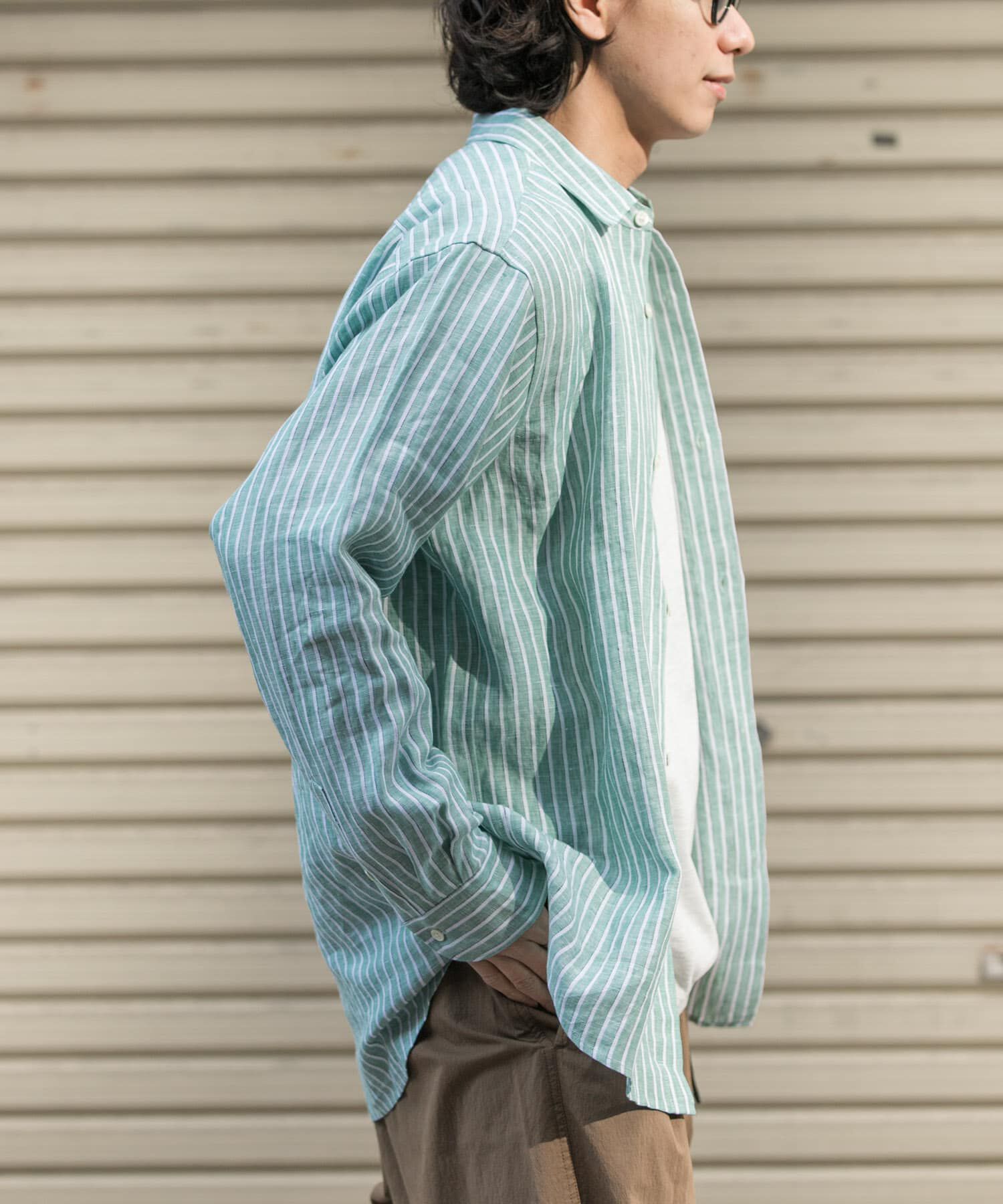 URBAN RESEARCH DOORS「FORK&SPOON　フレンチリネンロングスリーブシャツ」|シャツ・ブラウス|