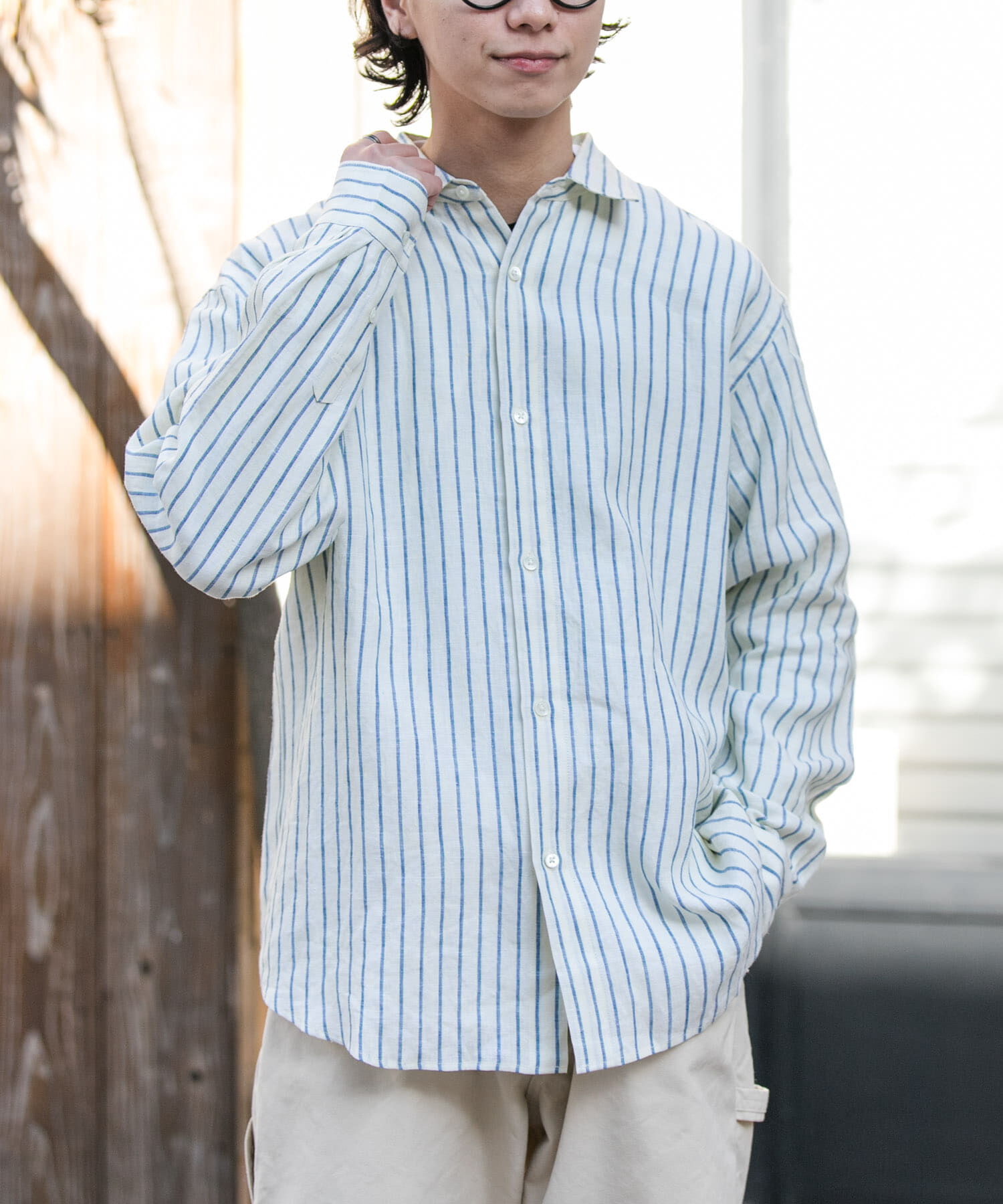 URBAN RESEARCH DOORS「FORK&SPOON　フレンチリネンロングスリーブシャツ」|シャツ・ブラウス|