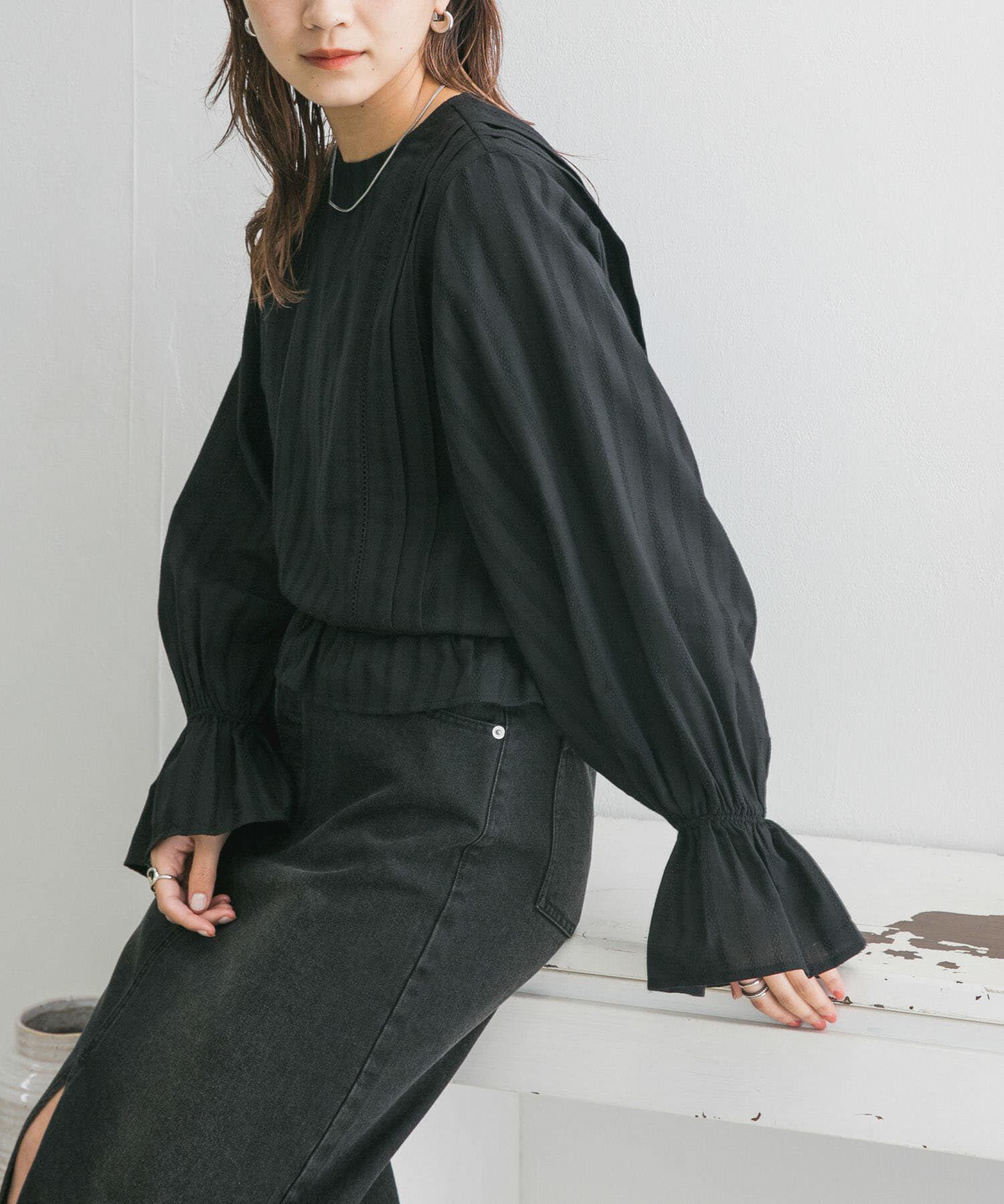  「BACKリボンボリュームスリーブブラウス」|シャツ・ブラウス|