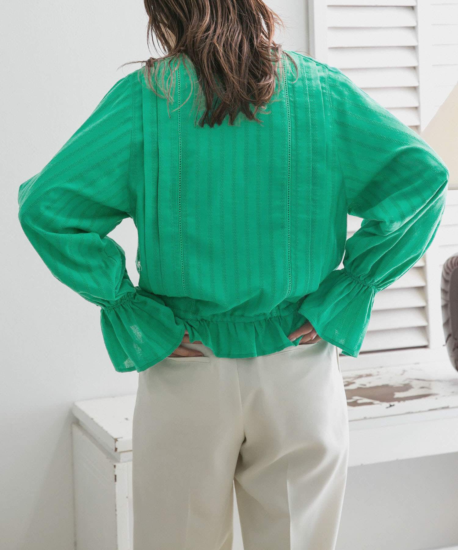  「BACKリボンボリュームスリーブブラウス」|シャツ・ブラウス|