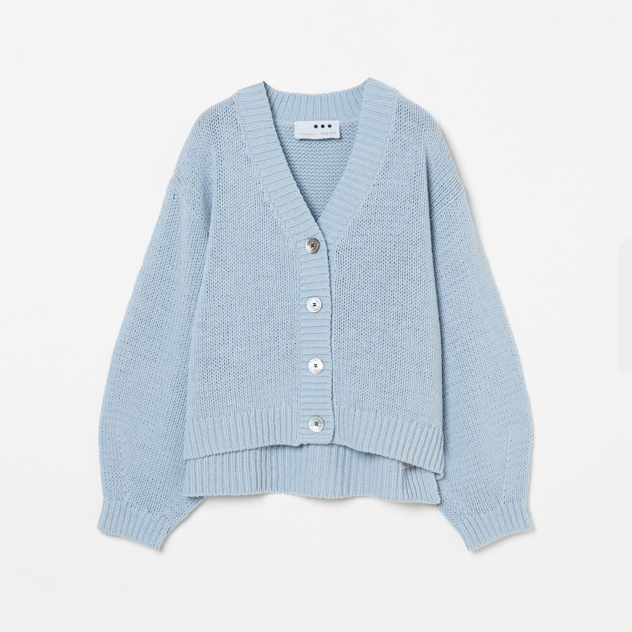  「three dots BULKY COTTON CARDIGAN」|ニット・セーター|スカイブルー