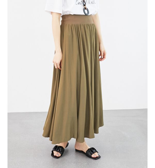  「ウエストリブギャザーフレアスカート」|フレア|