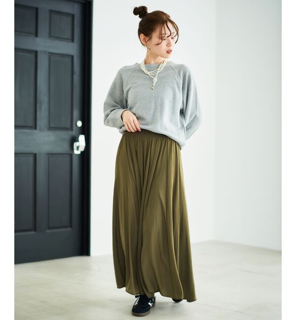 「ウエストリブギャザーフレアスカート」|フレア|
