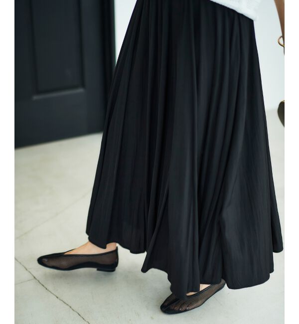  「ウエストリブギャザーフレアスカート」|フレア|ブラック