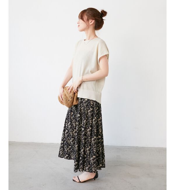  「フラワーモチーフフレアスカート」|フレア|