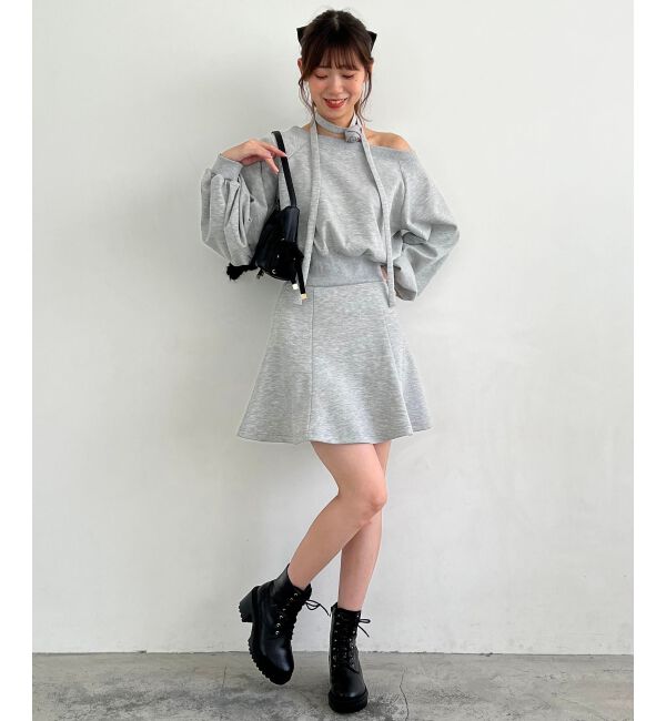 MAJESTICLEGON「フラワーチョーカー付きスウェットワンピ」|ワンピース|