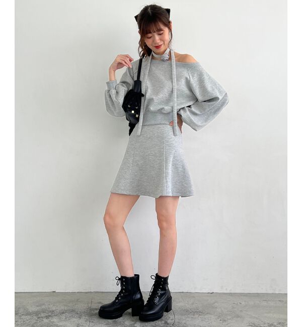 MAJESTICLEGON「フラワーチョーカー付きスウェットワンピ」|ワンピース|