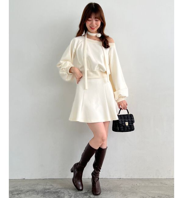 MAJESTICLEGON「フラワーチョーカー付きスウェットワンピ」|ワンピース|